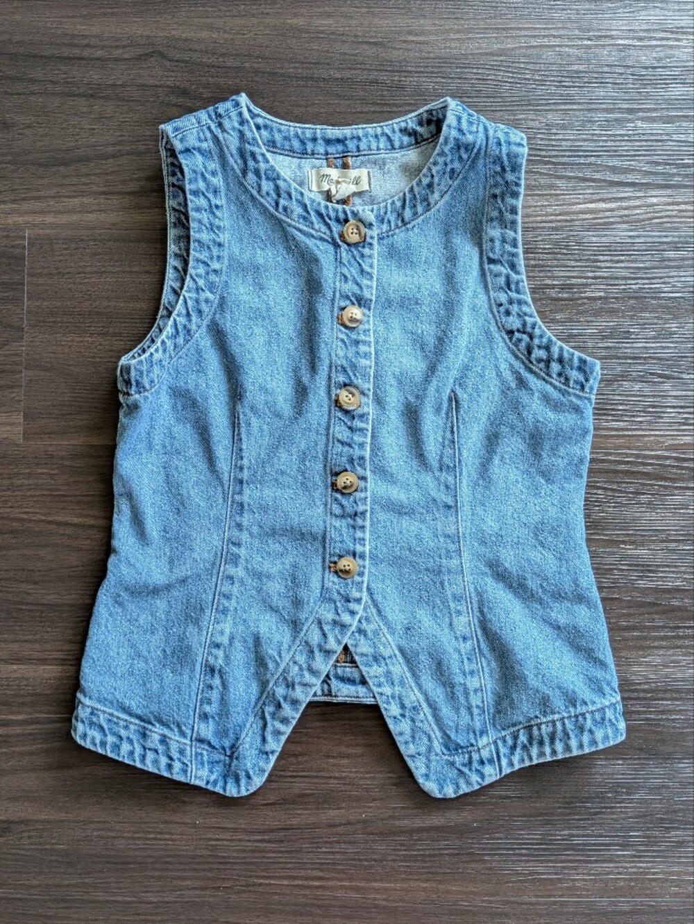 Madewell Crewneck 100% Cotton Denim Vest Preppy Classic Boho - 6